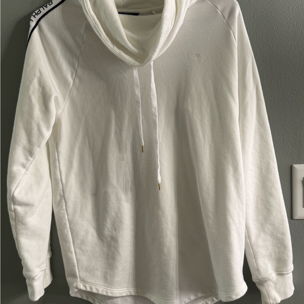 Ralph Lauren White Hoodie with Black Logo Stripes - Picture 3 of 8